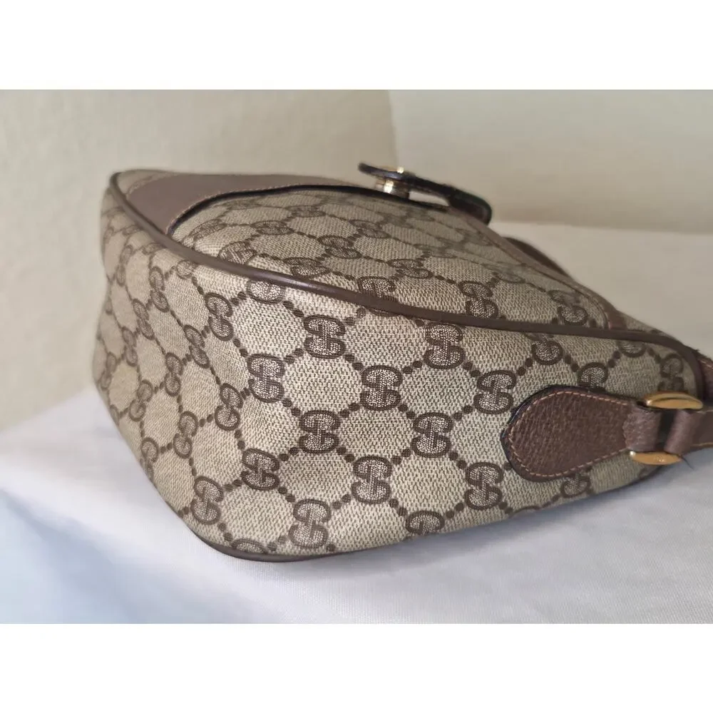 Gucci GG Supreme Web Stripe Crossbody Bag Vintage Ophidia Brown Leather